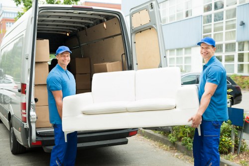 Professional office relocation services team at work