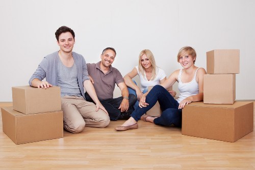Professional moving team in action